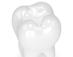 Animated tooth with dental sealant to protect its chewing surface