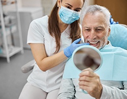 Patient after dental implant technology in Thorndale