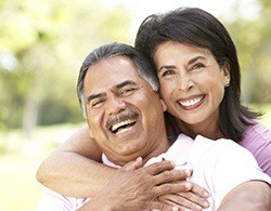 Couple with dental implants in Thorndale
