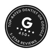 Top-rated dentist on Google, 450+ 5-star reviews
