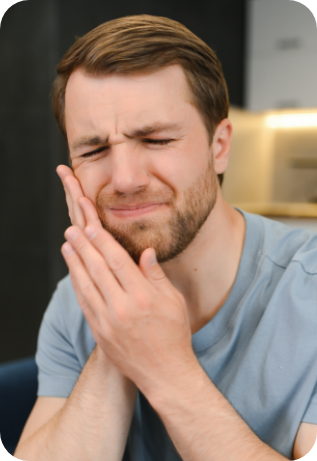 Man in pain before emergency dentistry