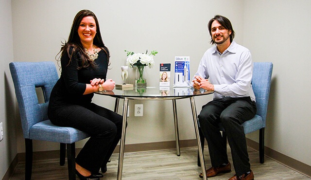 Doctor Mark Simeone and Thorndale dental office manager Christina