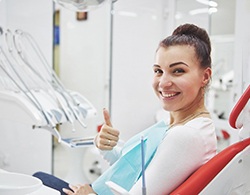 Woman before dental checkup in Thorndale