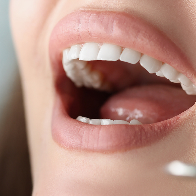Close up of an open mouth