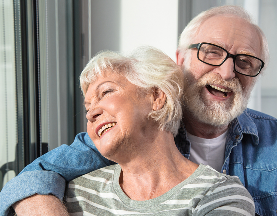 Close up of senior man and woman smiling