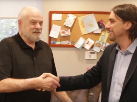 Thorndale dentist shaking hands with a patient