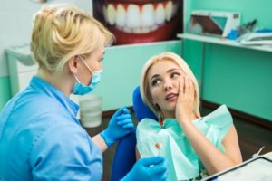 Woman visiting her Coatesville emergency dentist